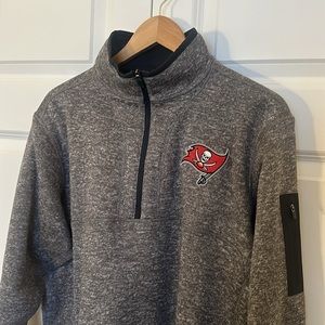 Men’s Tampa Bay Buccaneers 1/3 Zip Fleece Pullover - Large - Heathered Grey